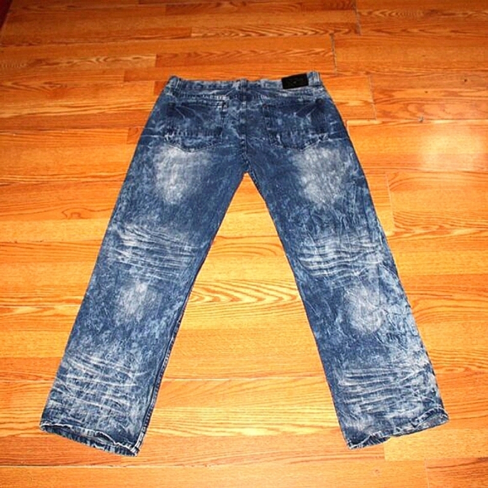 GS-115 Original Brand Distressed Jeans - Size 38x32 - Acid Wash, Streetwear, - Picture 2 of 10